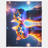 星空の下にかわいい猫カップル –  フリースブランケット (正面)