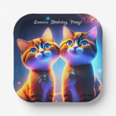 星空の下にかわいい猫カップル – ペーパープレート (正面)