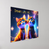 星空の下にかわいい猫カップル –  箔ポスター (レイダウン)