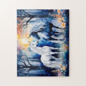 星空の下に2人のユニコーンが立っている ジグソーパズル (縦)