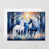 星空の下に2人のユニコーンが立っている ポストカード (正面/裏面)