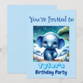 星空の下のきらきらゾウ 招待状 (正面/裏面)