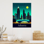 星空の下のアトランタスカイライン ポスター (キッチン)