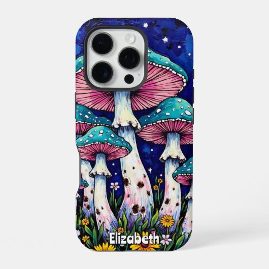 星空の下のキノコの天蓋 iPhoneケース (裏面)