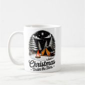 星空の下のクリスマスキャンプシーン コーヒーマグカップ (左)