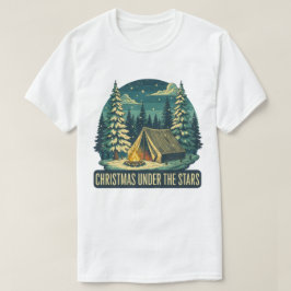 星空の下のクリスマスキャンプシーン Tシャツ