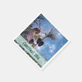 星空の下のクリスマスパイン スタンダードカクテルナプキン (角)