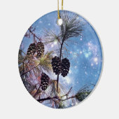 星空の下のクリスマスパイン セラミックオーナメント (左)