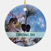 星空の下のクリスマスパイン セラミックオーナメント (裏面)