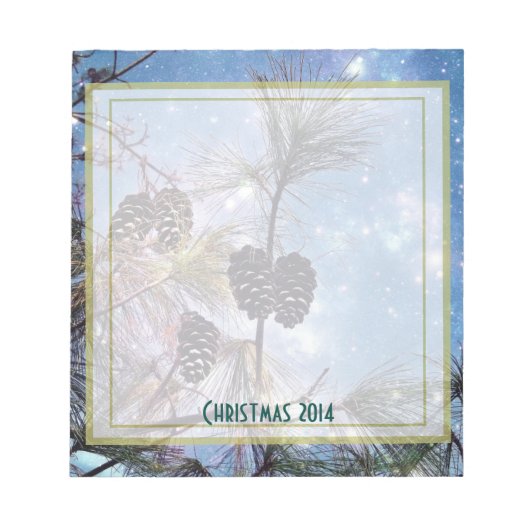 星空の下のクリスマスパイン ノートパッド (正面)