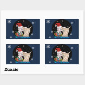 星空の下のクリスマス猫 長方形シール (シート)