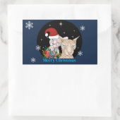 星空の下のクリスマス猫 長方形シール (バッグ)