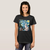 星空の下のスコティッシュフォールド Tシャツ (正面フル)
