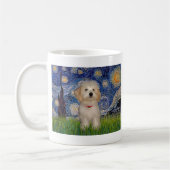 星空の下のハバニーズの子犬 コーヒーマグカップ (左)