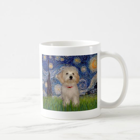 星空の下のハバニーズの子犬 コーヒーマグカップ (右)