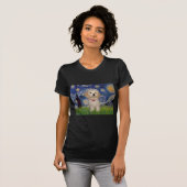 星空の下のハバニーズの子犬 Tシャツ (正面フル)