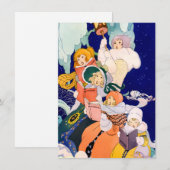 星空の下のビンテージクリスマスキャロラー ノートカード (正面/裏面)