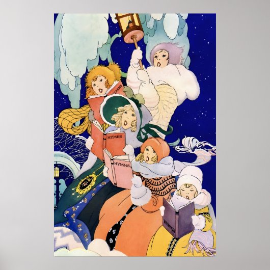 星空の下のビンテージ・クリスマス・キャロラー ポスター (正面)
