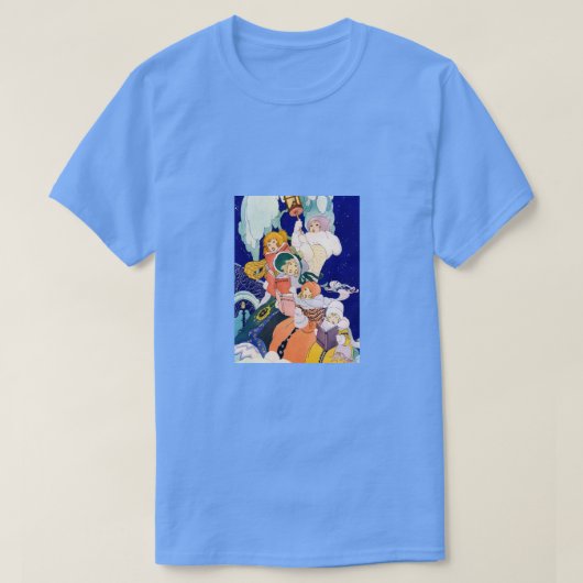 星空の下のビンテージ・クリスマス・キャロラー Tシャツ (デザイン正面)