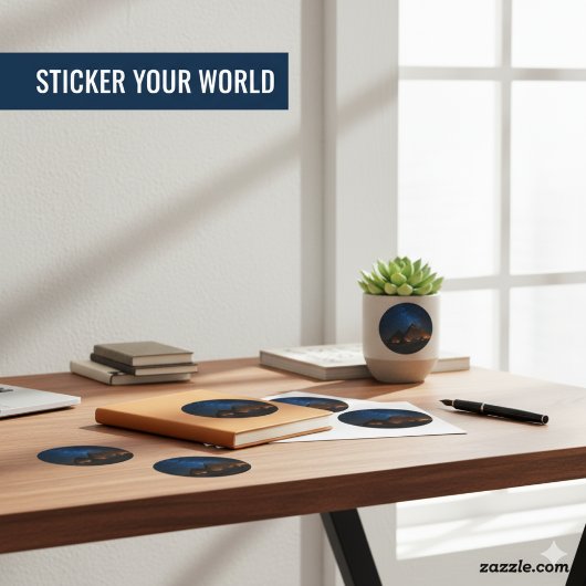 星空の下のピラミッド | エジプトの夜空 ラウンドシール