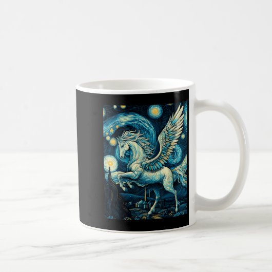 星空の下のペガサス グラフィッククリスマス コーヒーマグカップ (右)