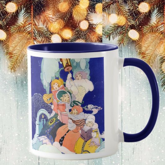 星空の下のヴィンテージクリスマスキャロラー マグカップ
