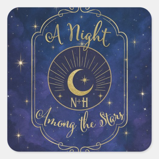 星空の下の一夜 星空の結婚式 スクエアシール (正面)