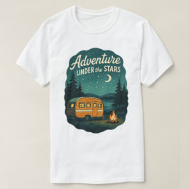 星空の下の冒険 レトロキャンプアート Tシャツ