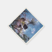 星空の下の冬の松コーン スタンダードカクテルナプキン (角)