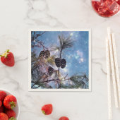 星空の下の冬の松コーン スタンダードカクテルナプキン (インサイチュ)