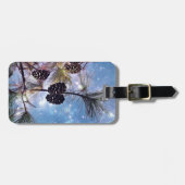 星空の下の冬の松コーン ラゲッジタグ (正面横)