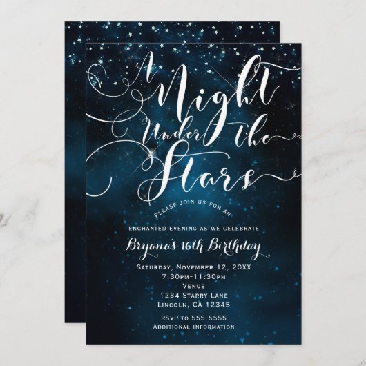 星空の下の夜 星空の青い空 招待状 (正面/裏面)