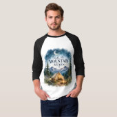 星空の下の山のキャンプ夜景 Tシャツ (正面フル)