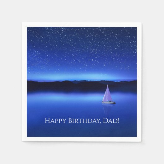 星空の下の帆船 スタンダードカクテルナプキン (正面)