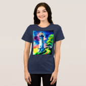 星空の下の灯台 トライブレンドTシャツ (正面全面)