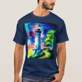 星空の下の灯台 Tシャツ (正面)