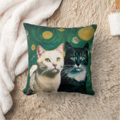 星空の下の猫(装飾用クッション) クッション (ブランケット)