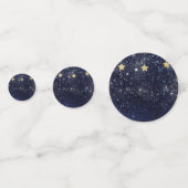 星空の下の輝く星 金色と青のパーティー コンフェッティ (正面)