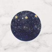 星空の下の輝く星 金色と青のパーティー コンフェッティ (スモール正面)