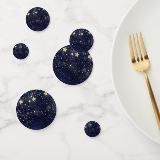 星空の下の輝く星 金色と青のパーティー コンフェッティ (グループ)