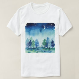 星空の下の針葉樹林 Tシャツ