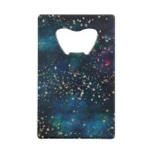 星空の下の青と金ゴールド クレジットカード栓抜き (裏面)