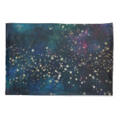 星空の下の青と金ゴールド 枕カバー (裏面)