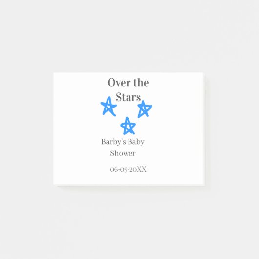 星空の下 ブルー グレー ベビーシャワー 名前 日付 エレ ポストイット (正面)