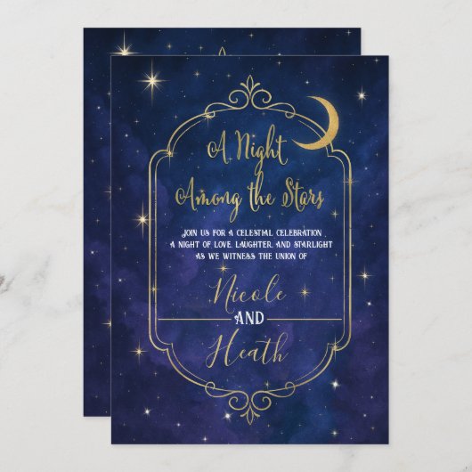 星空の中の夜結婚。 招待状 (正面/裏面)