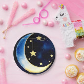 星空の冒険:月と星 ペーパープレート (パーティー)