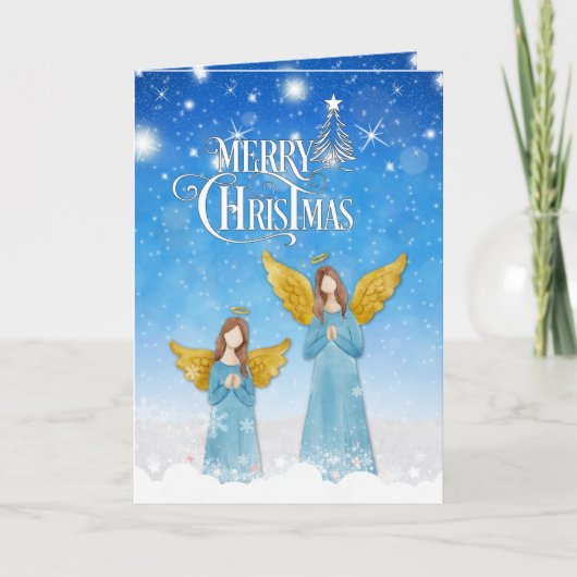 星空の冬の夜のクリスマスカード シーズンカード (正面)