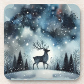 星空の冬の夜の鹿 コースター (正面)