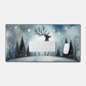 星空の冬の夜の鹿 デスクマット (キーボード&マウス)