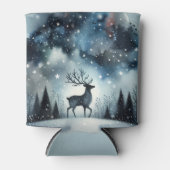 星空の冬の夜の鹿 缶クーラー (正面)